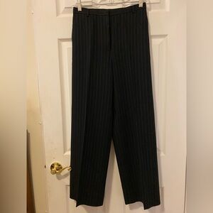 Ann Taylor Black Pinstripe Wool Blend Black Trousers